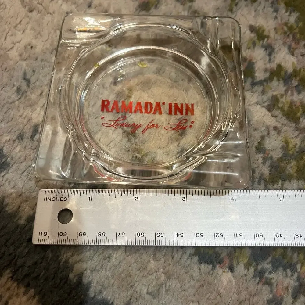 Vintage Ramada Inn Ash Tray Clear Glass 